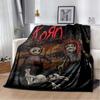 Korn Band Logo Red Streak Grunge Texture Flannel Blanket Nu Metal Rock Throw Blanket Music Fan Bedroom Sofa Decor Rug