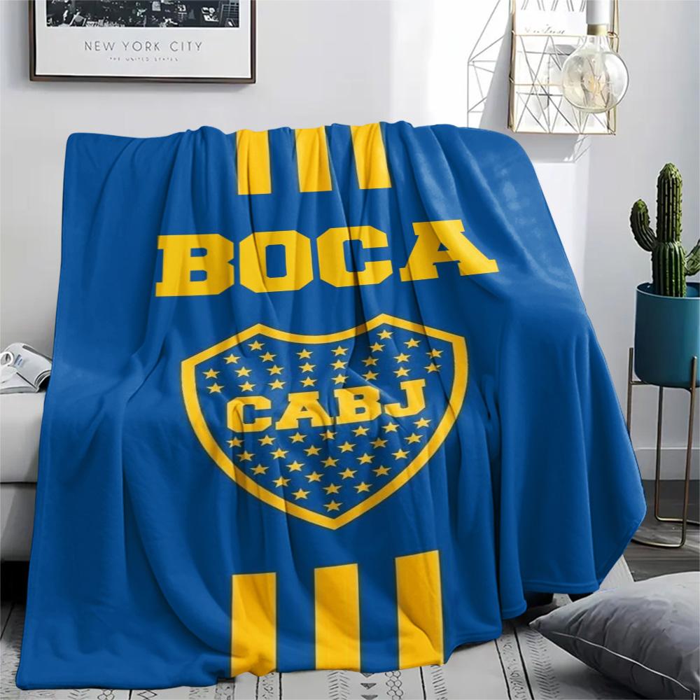 1Pc Boca Juniors Print Flannel Blanket High Quality Warm Comfortable Cover for All Seasons Perfect for Gifts Home Decor