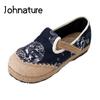 Totem Slip-on Scarpe basse con punta tonda Scarpe casual da donna fatte a mano in tela geometrica cucita