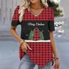 Christmas Women's T-Shirt 3d Printed Short Sleeve Tees Christmas T Shirt For Women Fashion V-Neck Top Holiday Oversized Clothing