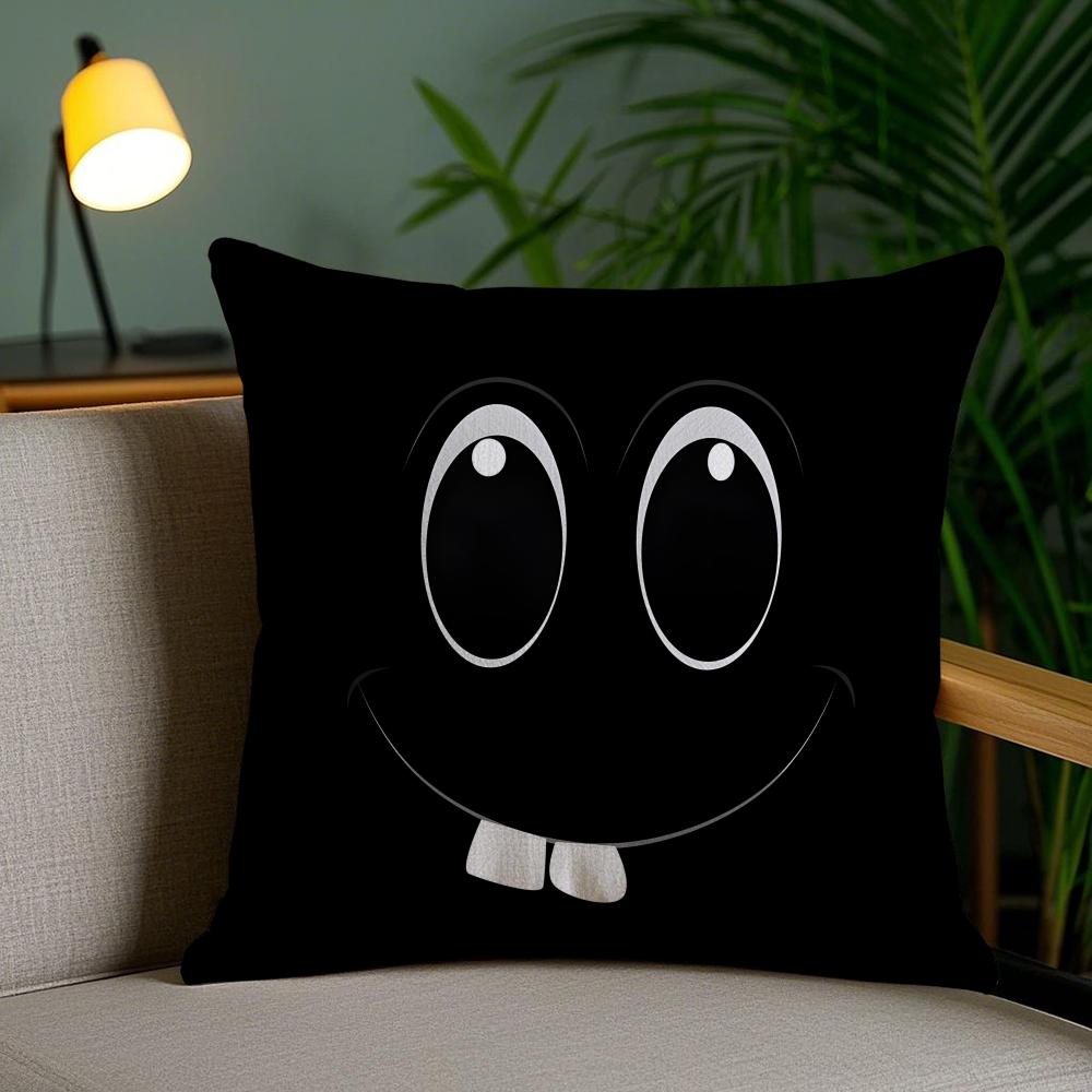 Black Emoticons Cushion Cover Soft Short Plush Double-Sided Printing Home Decor Machine Washable Pillow Case Gift