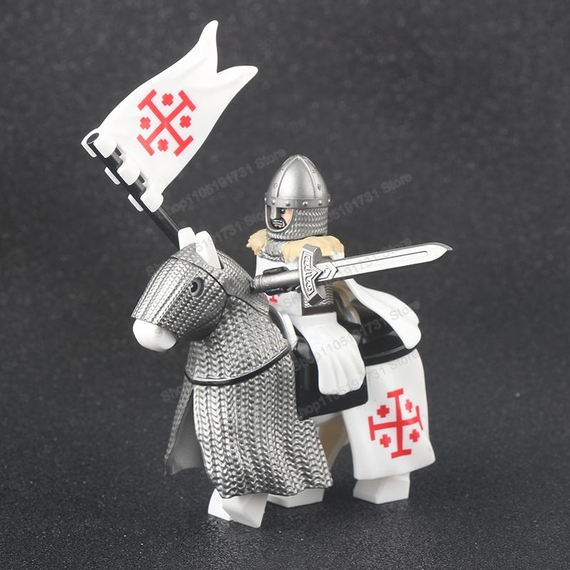Medieval Knight Serie Figures Building Blocks Warrior Soldiers Guards Lion Heart Hospital Teutonic Knight Battle Pastor Kid Gift