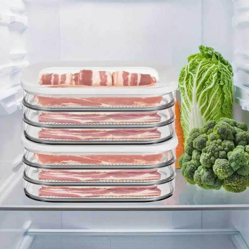 Portable Cold Cut Storage Container Refrigerator Safe Lunch Meat Box with Lid Flavor and Freshness Preserving Holder