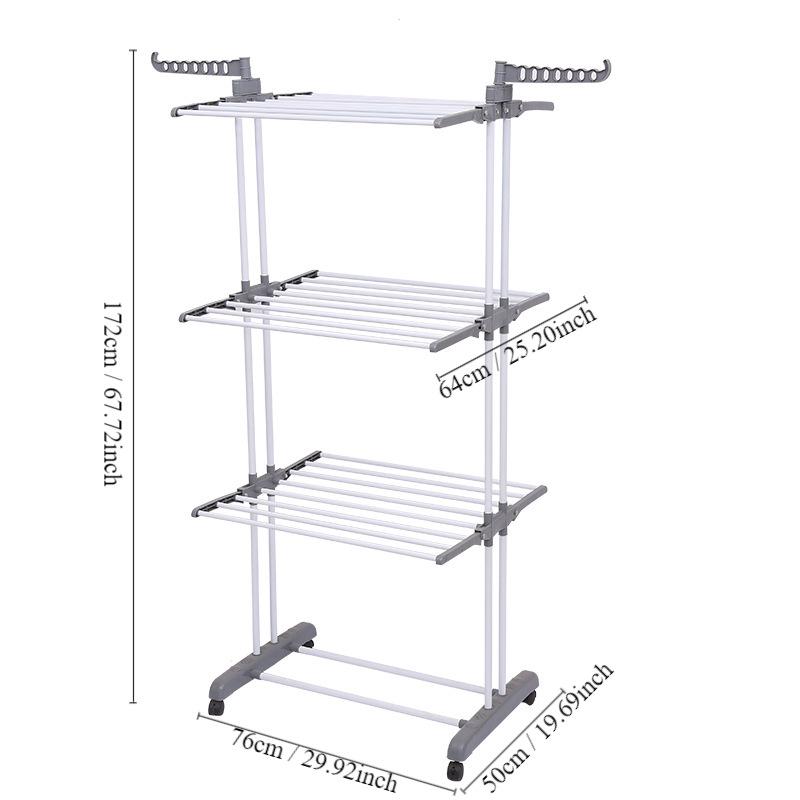 Portable Triple-Layer Foldable Towel Rack with Telescopic Double Poles for Barber Shops