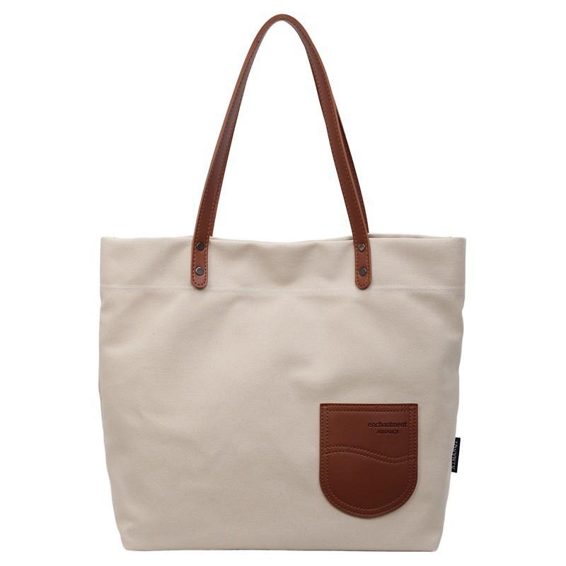 

Simple Canvas Bag Women Large Capacity All-matching Shoulder Student Commuting Tote Casual Hand