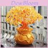 Elegant Feng Shui Money Wealth Tree With Yellow Citrine And Amethyst Crystal Gem