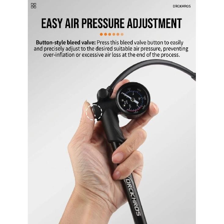 High Pressure Bicycle Pump 300PSI with Gauge Portable Shock Pump for Front Fork Rear Suspension Schrader Presta Valve MTB Road