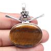 Necklace Tiger's Eye Gemstone Handmade Gift For Her Silver Jewelry 1.75"
