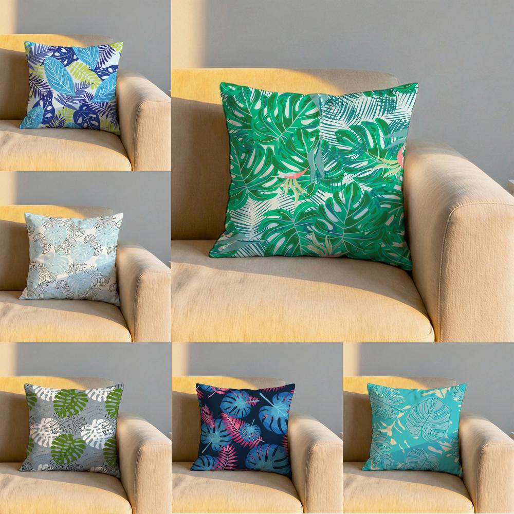 Tropical Palm Leaves Cushion Cover Soft Reversible Durable Pillow Cover MultiScene Use for Home Car Daily Comfort