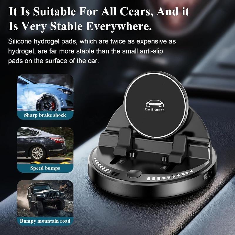 Car Phone Holder Wireless Charging Dashboard Auto Phone Bracket Support 360 Rotatable for In Car Cell Phone Holder Stand