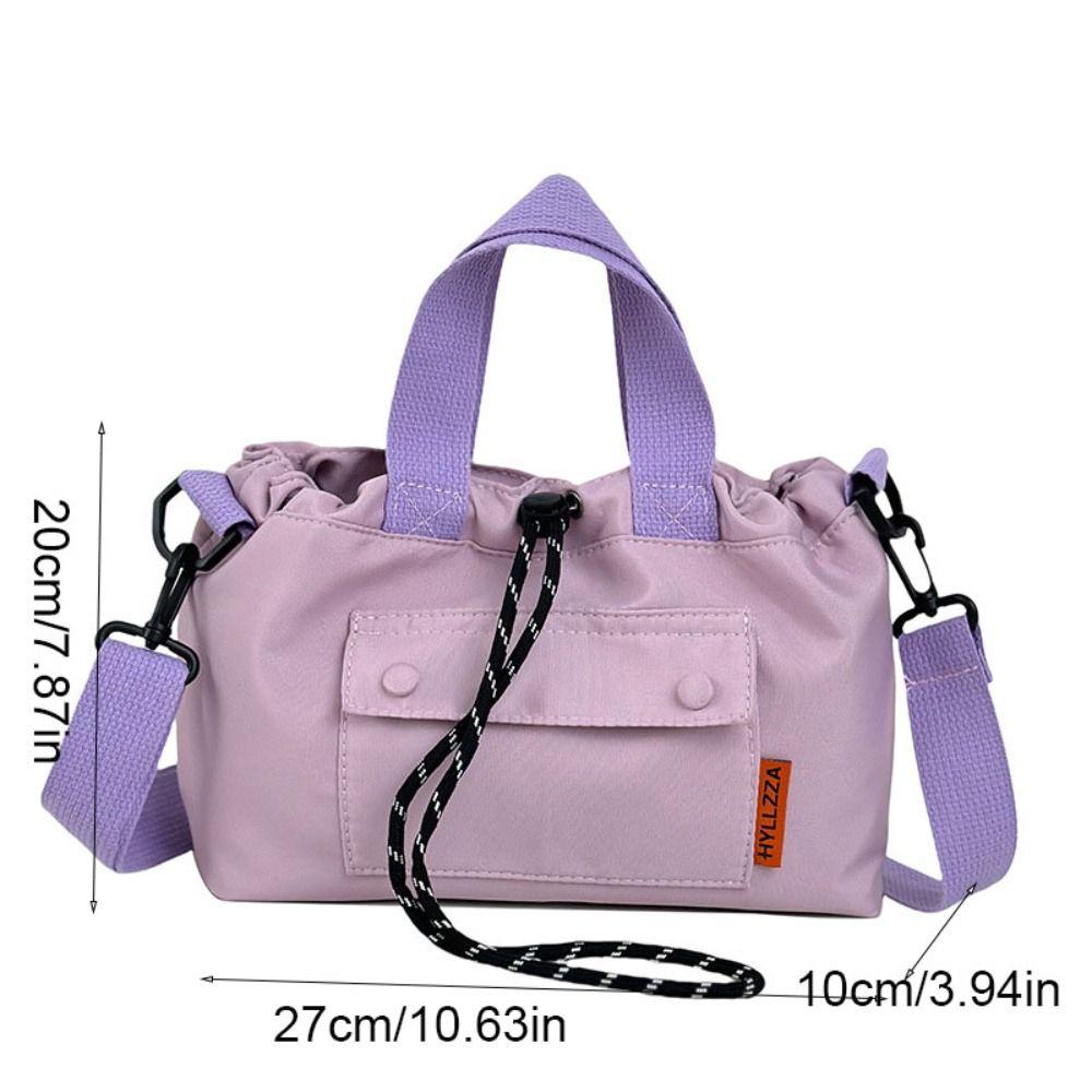 Cloth Nylon Crossbody Bag Contrast Color Drawstring Bucket Bag Fashion Shoulder Pouch  Students