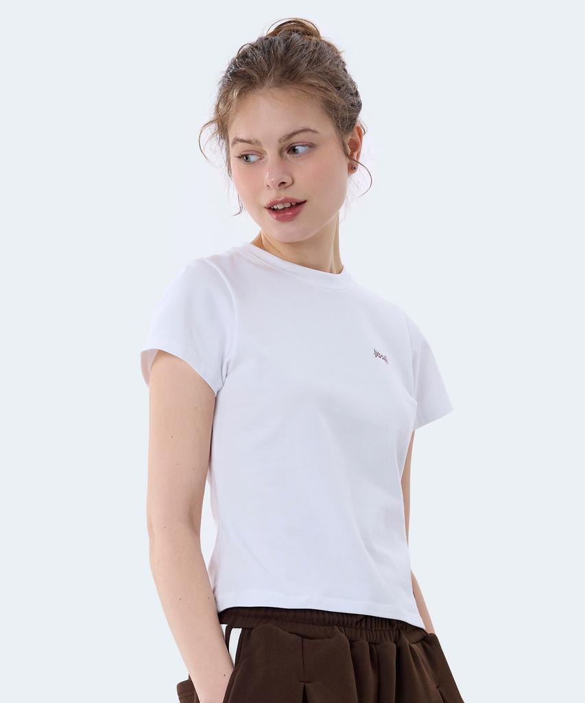 Yosemiti Small Logo Slim Fit Short Sleeve T-Shirt White Yt-3Y17