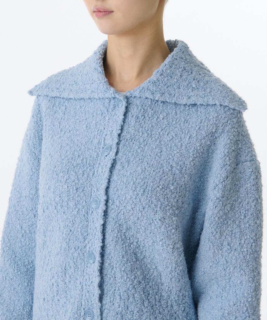 Musinsa Standard Woman Bubble Yarn Collared Cardigan [Light Blue]