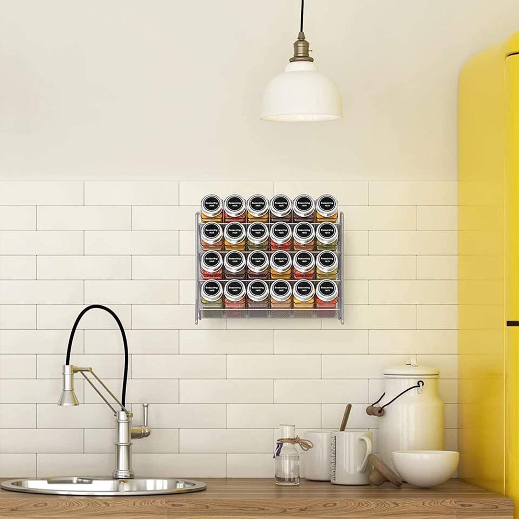 Iron Metal Seasoning Organizer Shelve For Kitchen Countertop Cupboard Pantry Spice Rack Organiser