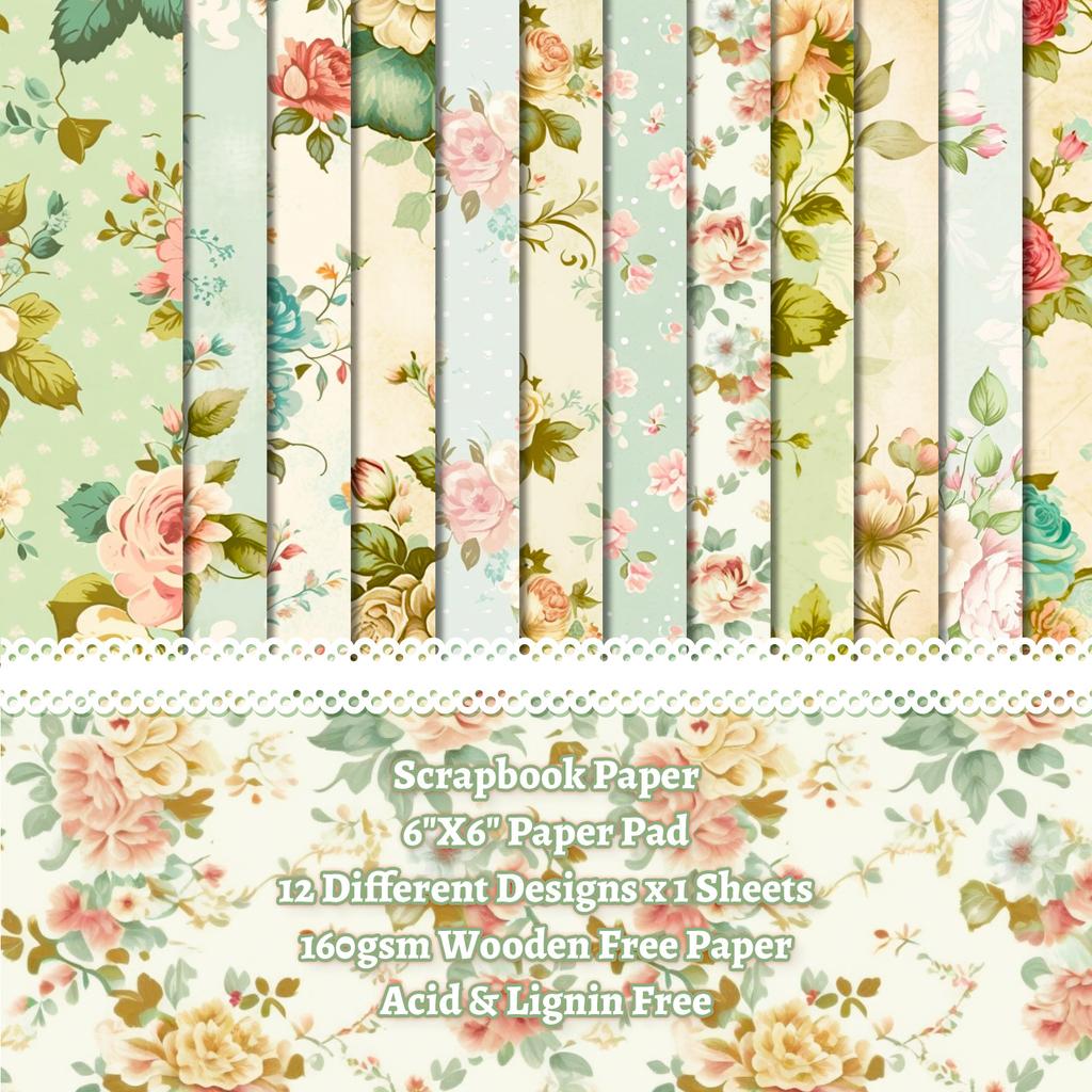 DIY12 Sheets/pack Photo Album Decoration Cut Thin Rendering Paper Palace Flower Handbook Material Background Paper 6 Inch Card Paper