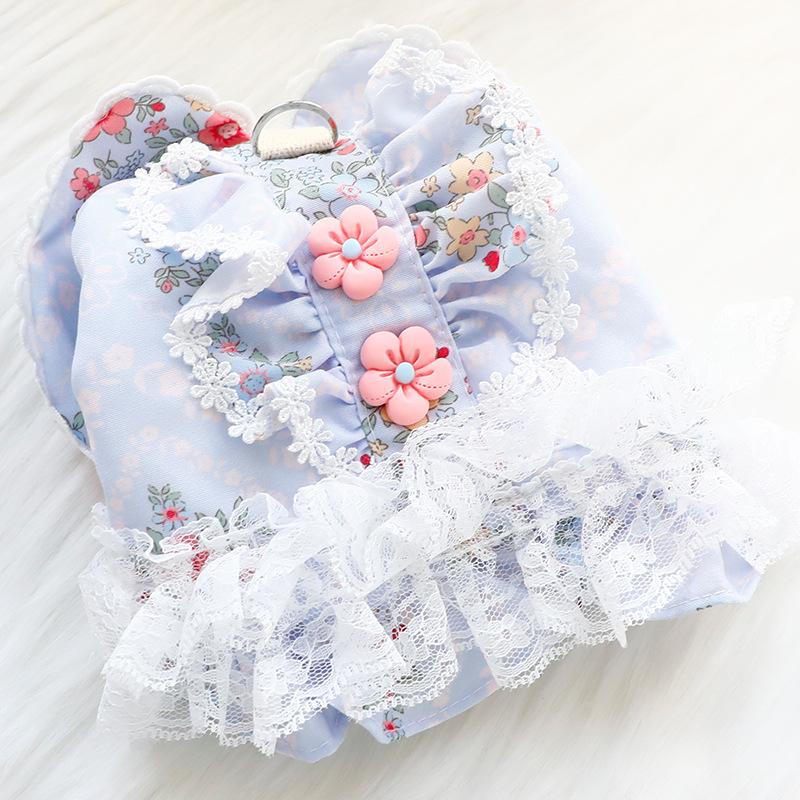 Hundekleidung Herbst- und Winterkleidung Dickes Katzen-Prinzessinnenkleid Baumwollmantel Blumenspitze Kleiner Hund Haustierbedarf