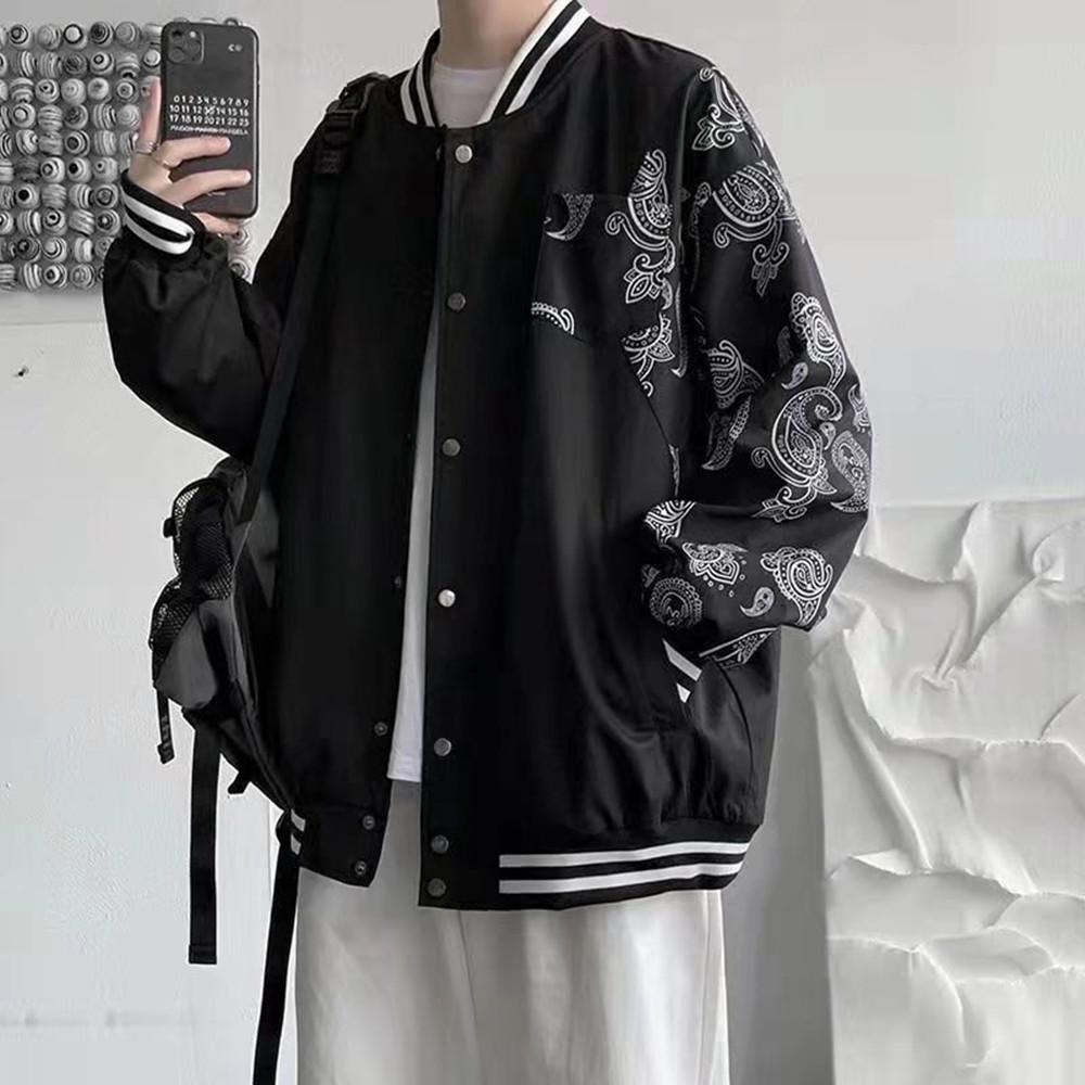 Men's Korean-Style Floral Jacket: Spring/Autumn Streetwear, Casual Baseball Outerwear