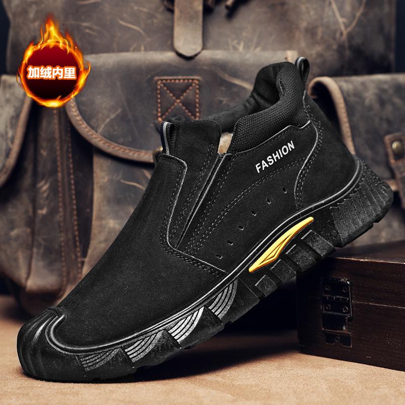 

Labor insurance shoes waterproof and non-slip men s winter velvet thickened deodorant Martin boots one pedal work shoes trendy and versatile 44