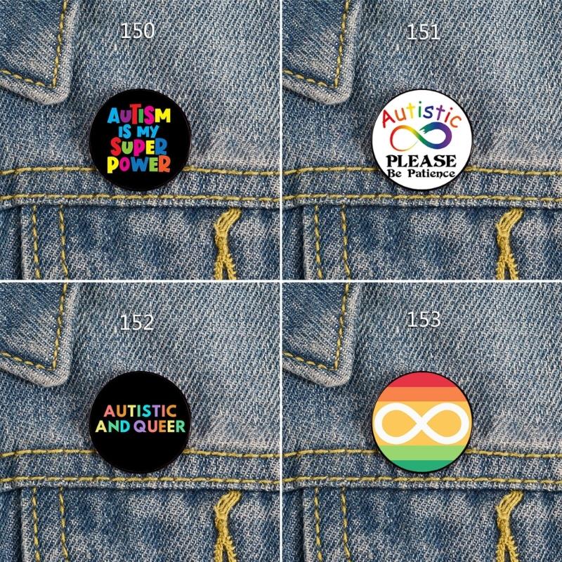 Actually Autistic Enamel Pin Brooch Autistic Symbol Round Metal Lapel Pin Badge for Clothes Backpack Bag Decoration