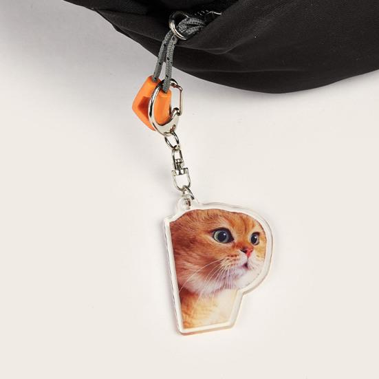 Cartoon Cat Keychain Pendant 2D Acrylic Thick Sling Lobster Clasp Keyring Car Bag Accessories Christmas Party Gift