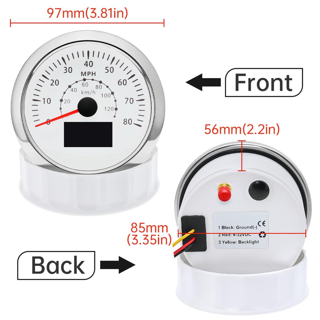 NEW 85mm 7 Color LED GPS Speedometer Odometer 0-120kmh 0-80MPH Speed Gauge COG TRIP Odometer Boat Car Truck Motorcycle 12V/24V