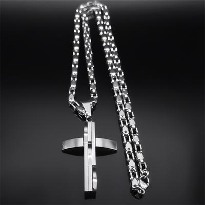 Hip Hop Kreuz Anhänger Halskette für Männer Edelstahl Silber Farbe Glaube Kette Halsketten Weihnachtsgeschenk Schmuck