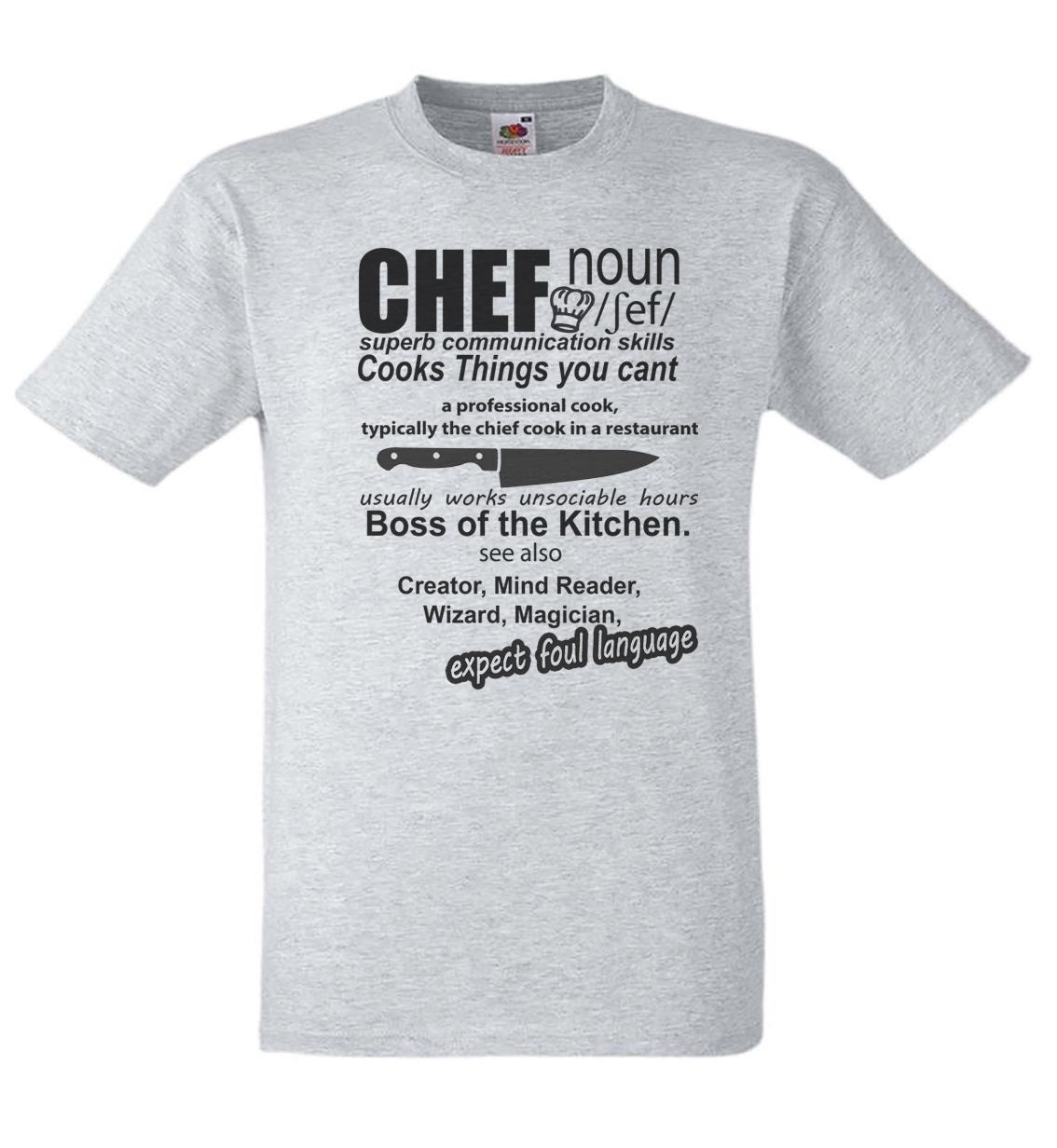 Adults Head Chef Defined Cook Kitchen Profession Funny Unisex Grey TShirt 2XL