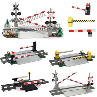 MOC Trem da Cidade Bloco de Montar Pista de Trem Corredor Haste Elevatória Passagem de Pedestres Montagem Brinquedo Infantil Presente de Aniversário