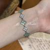 Korean Zircon Square Link Bracelet With Elegant Geometric Design For Women