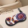 2D-Boho Floral Pattern Zipper Sunglasses Case, Decorative Mandala Print Eyewear Protective Holder, Portable Travel Spectacle Box Organizer Gift