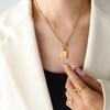 18K Gold-Plated Geometric Necklace with OT Buckle and Zircon Inlays