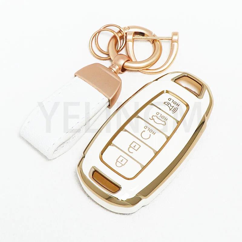 5 Buttons New Soft Tpu Key Fob Cover Keychain For Hyundai Palisade  Elantra Gt Santa Fe Azera Kona Creta Car Accessories