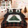 3pcs Christmas print cartoon Christmas tree print coreless down comforter set comfortable bedroom bedding holiday decoration