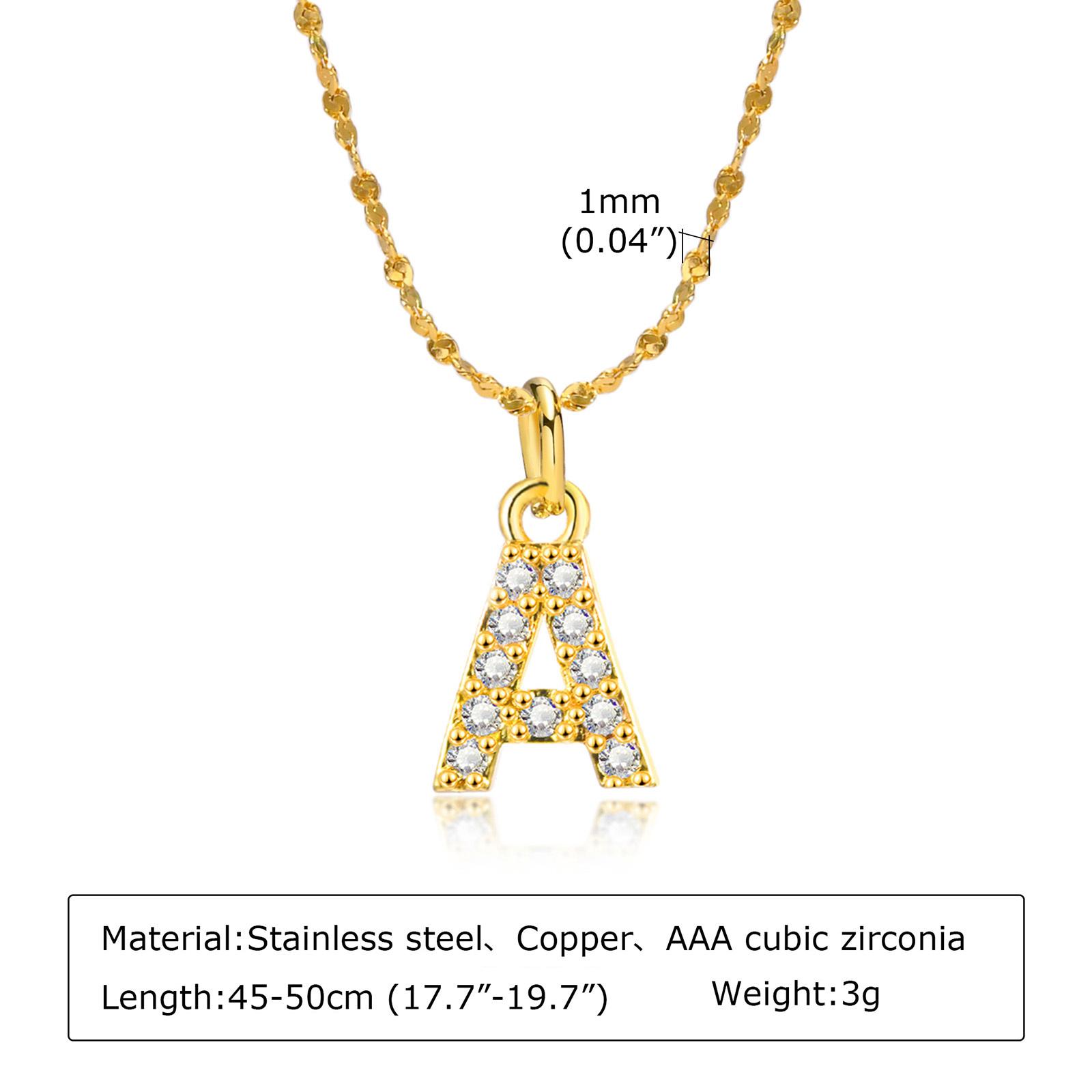 

A-Z Initial 26 Letters AAA Cubic Zirconia Pendants Necklace For Women, Stainless Steel Dainty Charm Necklaces Fashion Jewelry