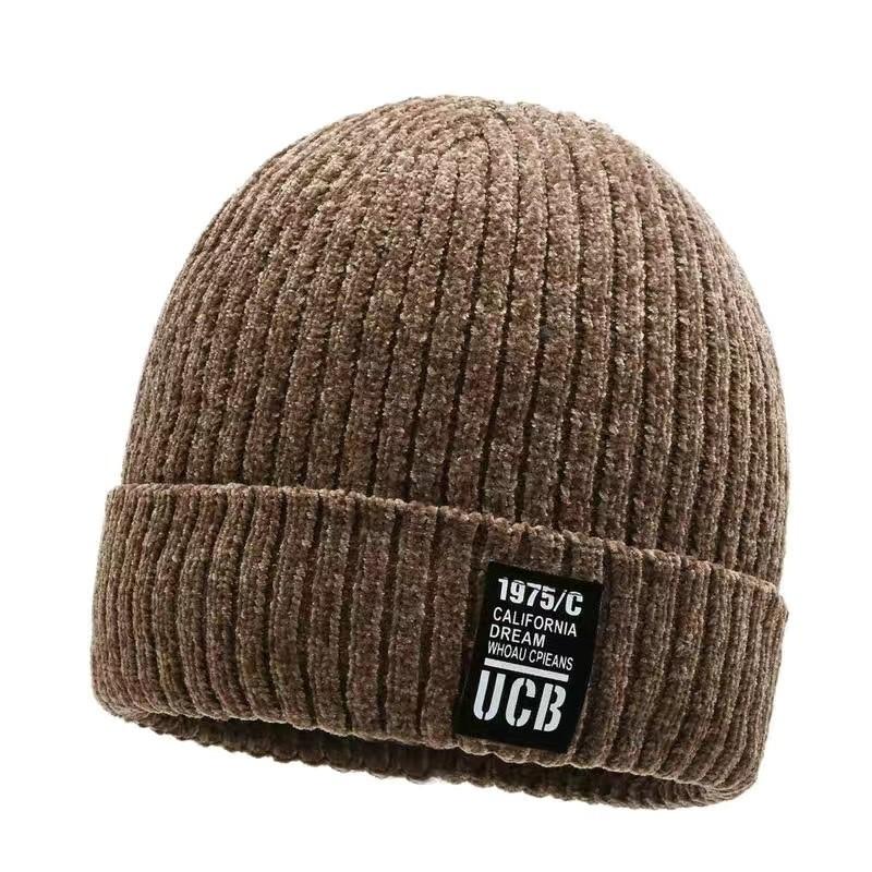 Knitted Solid Color Hat Letter Printing Beanie Caps Windproof Gifts Fashion