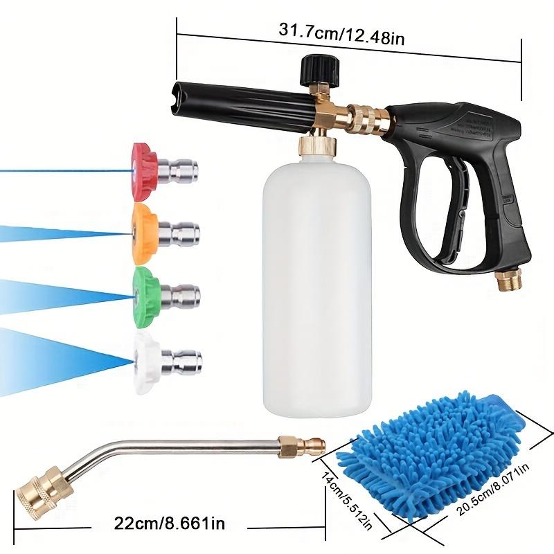 FOAM CANNON KIT 1/4" Snow Foam Washer Gun Car Wash Soap Lance Cannon Spray Pressure Jet Bottle with Car Cleaning Gloves