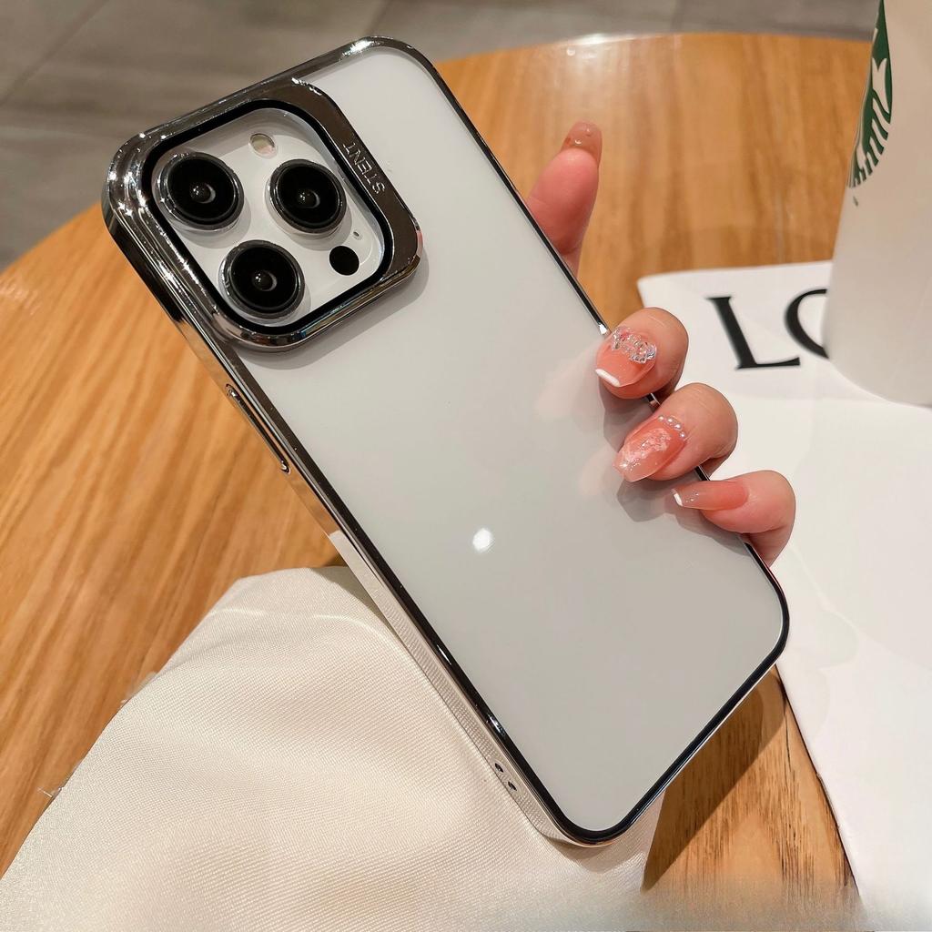 Applicable To IPhone 14 Glasses Bracket Lens Mobile Case Apple 15 Creative 12 Electroplating Transparent PC Hard Case
