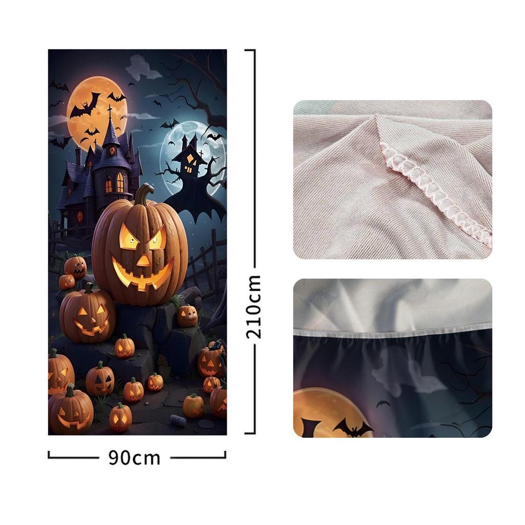 Halloween Pattern Stretch Carpet Fabric Door Cover - Easy Installation