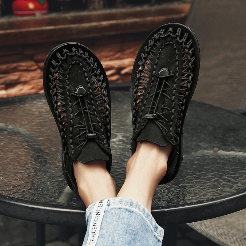 Summer Comfortable Mens Textile Knitting Upper Eva Footbed Dress Beach Water Shoes, Updatest Newest Fashionable  Japanese
