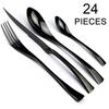 Food Tableware 24Pcs Rainbow Dinnerware 18/10 Stainless Steel Flatware Set Steak Knife Fork Spoon Teaspoon Cutlery Set
