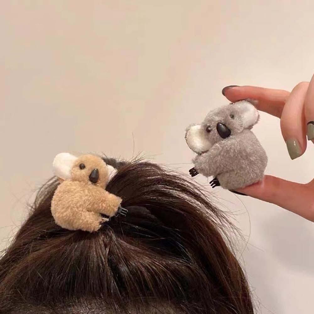 2Pcs Plush Koala Hair Clips, Cute Stuffed Animal Hair Clips, Small Koala Bear Hair Claw Bangs Clip Irregular Hair Clamps Hairpin Hair Accessories