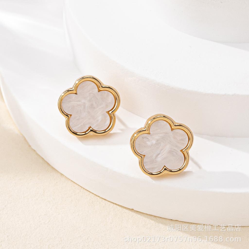 Mode Glücksklee Blütenblätter Nischendesign High-End Ohrringe Trendige Temperament Ohrringe