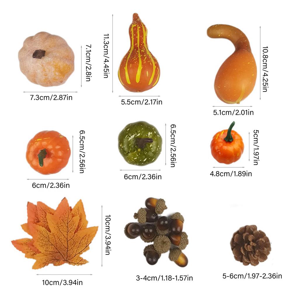 Artificial Pumpkins With Maple Leaves Pinecones Hazelnuts For Halloween Fall Party Decorations Indoor Outdoor