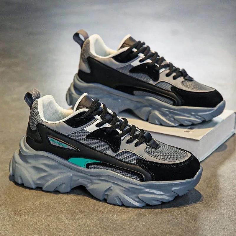 Fashion 2025 Men's Shoes Mesh Breathable Casual Shoes Lace Up Platform Sneakers Comfort Running Shoes for Men Trainer Tenis Masculino