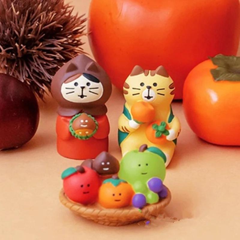 Japanese Ornaments Autumn Harvest Chestnut Series Japanese Photo Props Miniature Resin Gift INS Cat Collection Small Ornaments