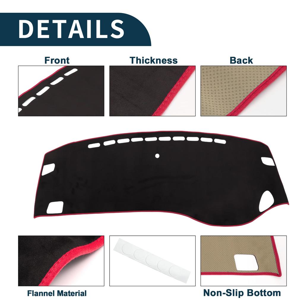 TUCKBOLD Dashboard Mat for Honda Odyssey Car Interior Dashboard Protective Interior Sun Flannel Black with Red Set RC1/RC2, Cover, Mat, Parts,