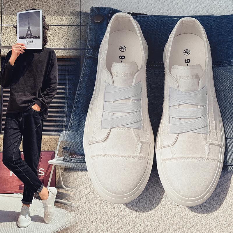 

Парусиновые туфли мужские новые летние туфли из потертого денима с необработанным краем мужские спортивные туфли плоские кроссовки D321 44 белый