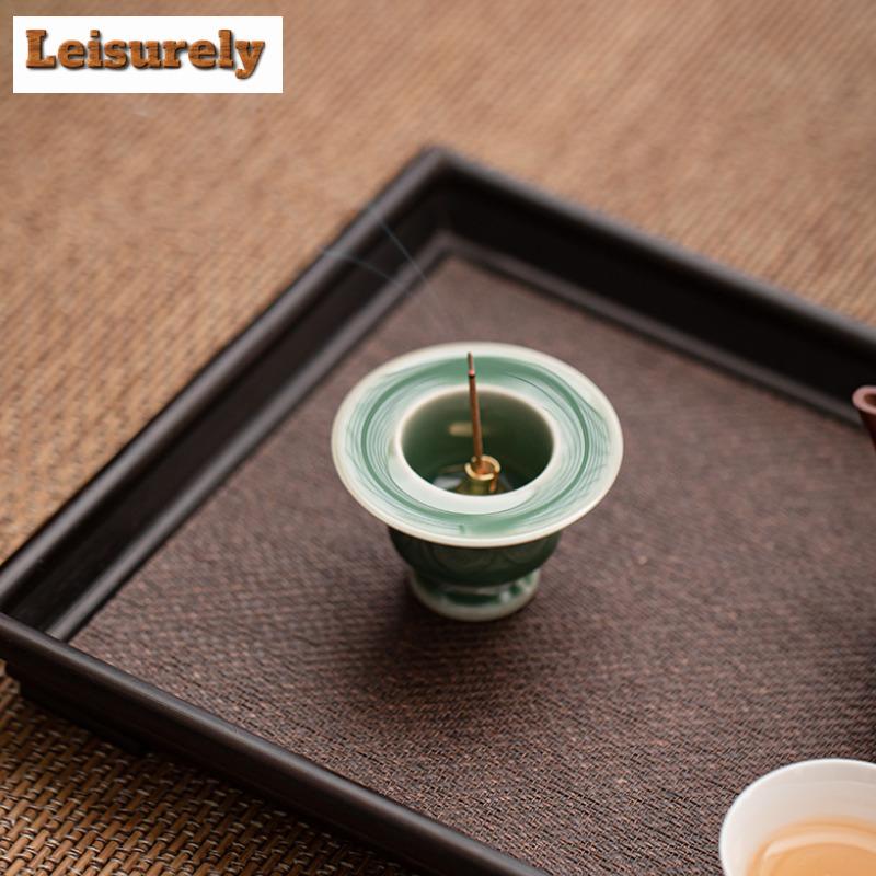 Embossed Ceramic Small Incense Holder Water Fountain Decoration Incense Burners Consecrate Censer Teaset Accessories Ornaments