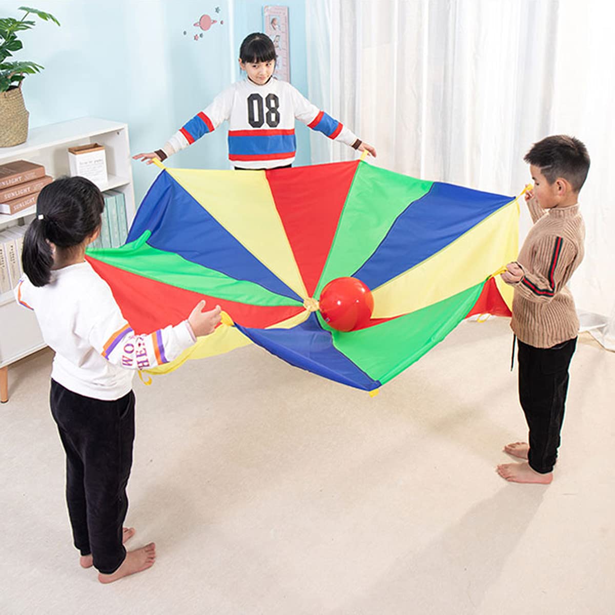 

Парашют 2 м Игровой парашют Детская игрушка Парашют Радужный цвет Игровой зонт Спортивная игрушка Игра в помещении на открытом воздухе Групповая игра Детский сад Ясли Спорт