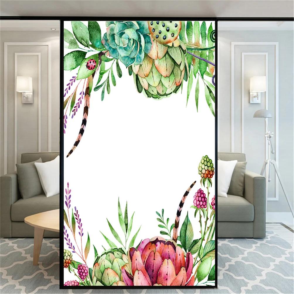 

Static Cling Decorative Windows Film Privacy Plant Flower Glass Window Stickers Frosted Window Film (as the picture,40x60cm WxH)